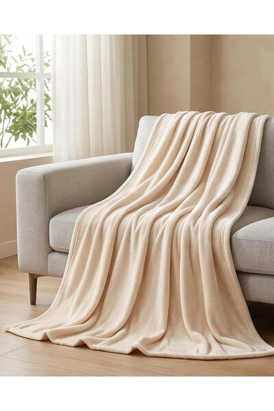 REDTAG Cream Flannel Blanket (200 x 150 cm)