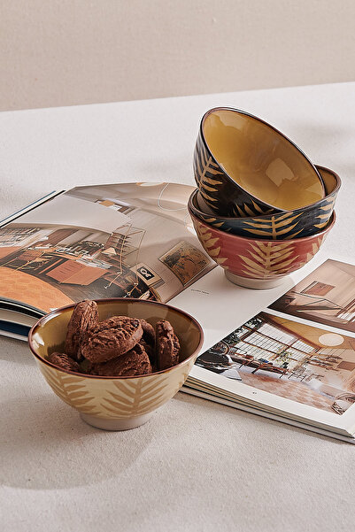 Paşabahçe Autumn Ceramic Snack Bowl Set of 4, Stylish Tableware Set