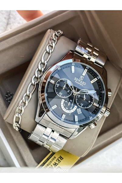 Reward Functions Active, in Stylish Box, Silver Steel Cord, Black Dial Calend...