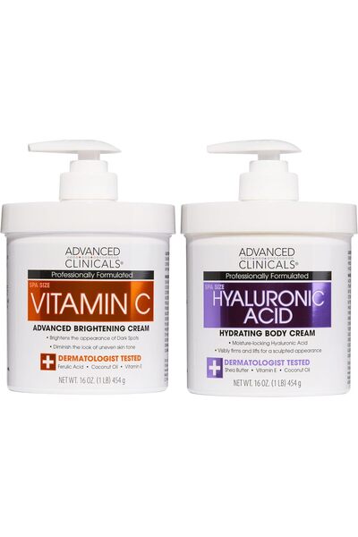 Advanced Clinicals Hyaluronic Acid Moisturzier + Brightening Vitamin C Cream ...