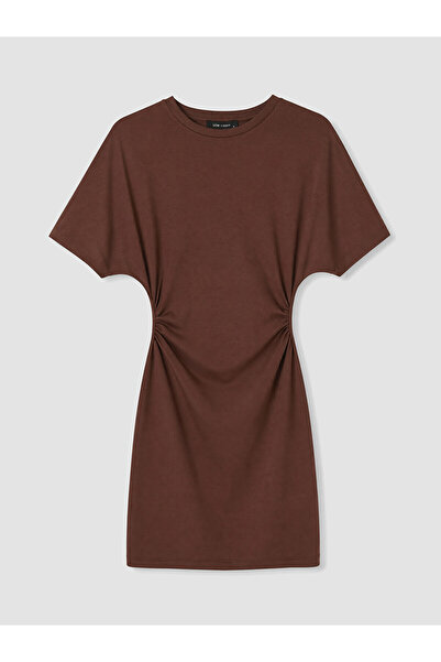 LC Waikiki Peak New Season Crew Neck Drawstring Mini Dress