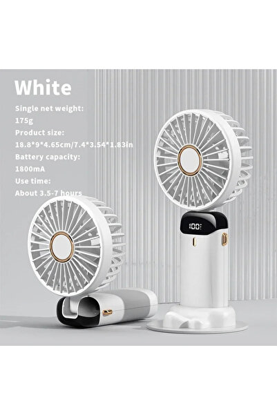 Choice4 White Handheld Mini Fan 3000mAh Foldable Portable Desk Outdoor Neck H...