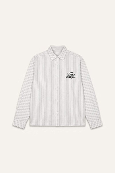 DeFacto Boxy Fit Striped Long Sleeve Embroidered Detail Yellow Shirt I3028Ax26Hs