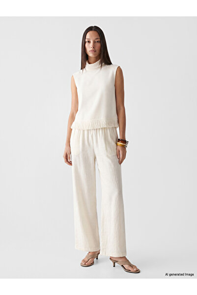 LC Waikiki Trendlucky Women's Wide Leg Pants with Elastic Waist and Differenc...