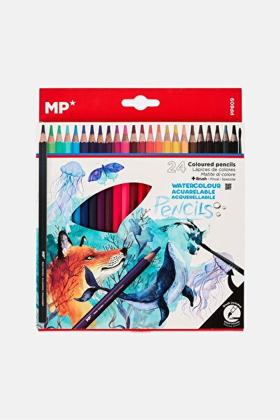 Main Paper 24 Pcs Watercolor Pencils And Brush, Multicolo