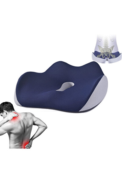 Bayt Aura Memory Foam Orthopedic Seat Cushion Pressure Relief Coccyx Pad Brea...