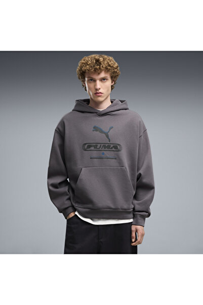 Puma Hanorac sport din fleece cu imprimeu, croială boxy, pentru bărbați