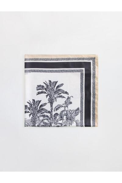Jimmy Key Ecru Tropical Patterned Woven Scarf