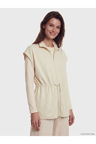 LC Waikiki Lcw Modest Beige High Collar Stoned Soft Touch Women's Vest