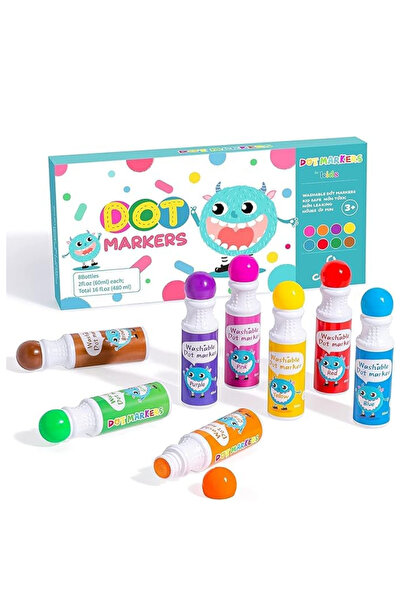 MC Micostore Set 8 Carioci Dots, Markere Lavabile 60ml, Activitati Prescolare...