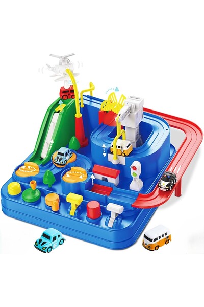 MJ TOYS Arabalı Macera Araba Platformu Oyuncak Pist Parkur Car Adventure Mont...