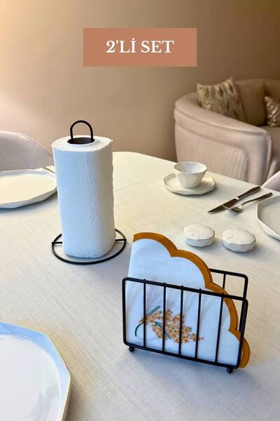 Edora Home مجموعة من 2 حامل مناديل ورقية أسود اللون على شكل قفص، حامل مناديل ...