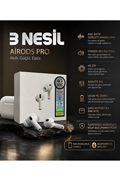 ALMANARA PROJECT 3.Nesil ANC Bluetooth 5.3 TWS Kablosuz Kulaklık Dokunmatik Ş...