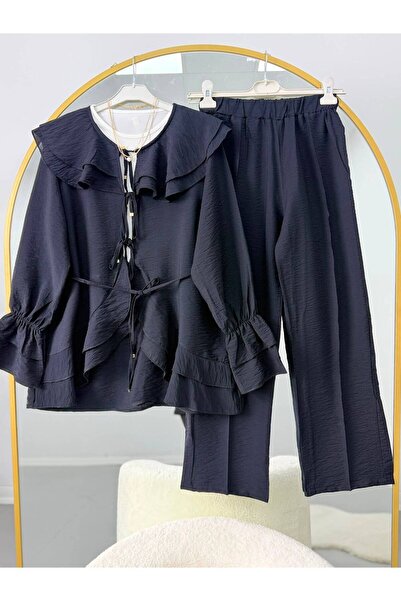 YILMAZBARMAZ Luna Ruffle Collar Pants Two-Piece Set