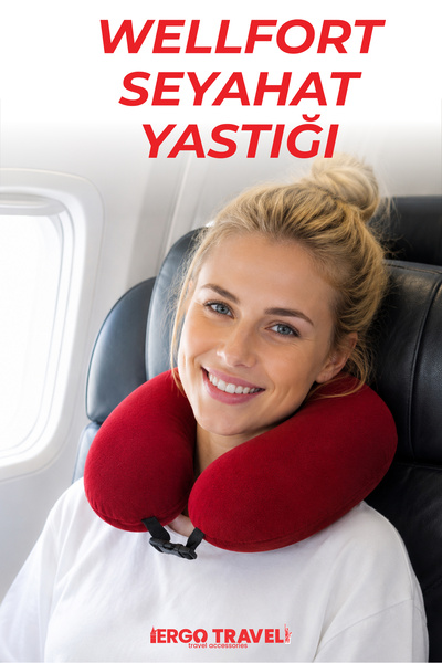 ergo travel Wellfort Ortopedik Seyahat Yastığı Visco Boyun Destekli Seyahat Y...