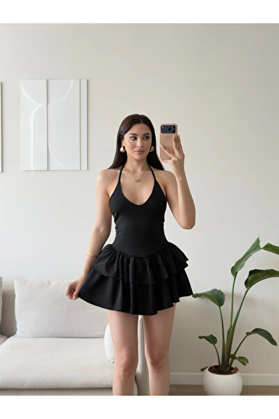 Zoom Butik Bella Eteği Şortlu Elbise - SİYAH