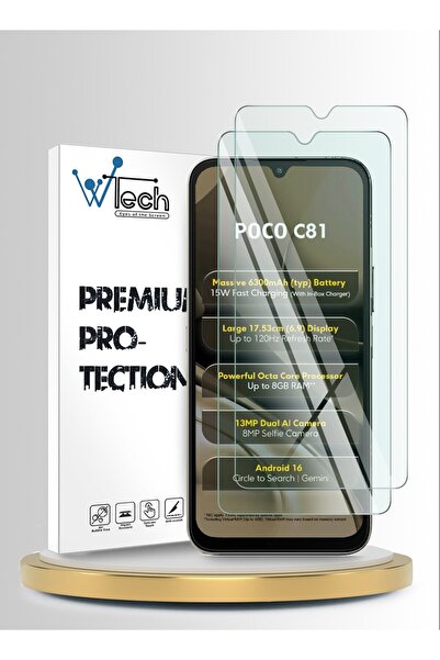 Wtech Xiaomi Poco C81 4G 2026 Premium Series 9H Tempered Glass 2 Pack Clear
