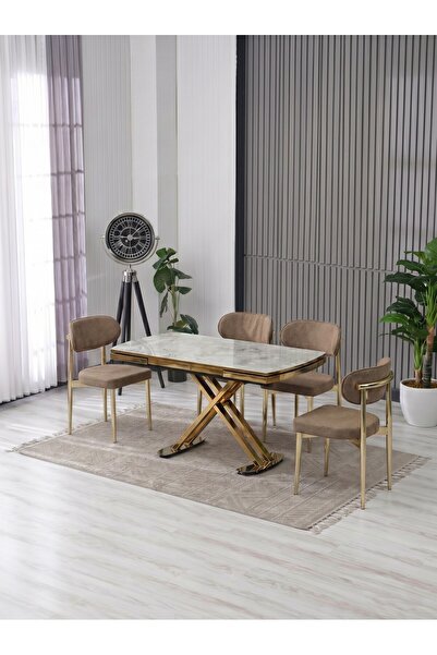 JoyMassa VENOXA 70X110 MDF MASA / 4 POLO SANDALYELİ MASA TAKIMI