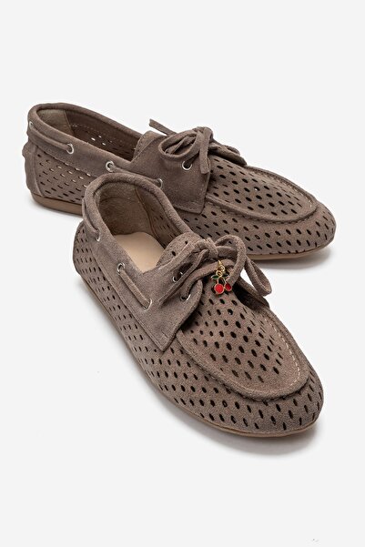LuviShoes Pantofi de damă STEVO din piele naturală de căprioară, perforați, c...