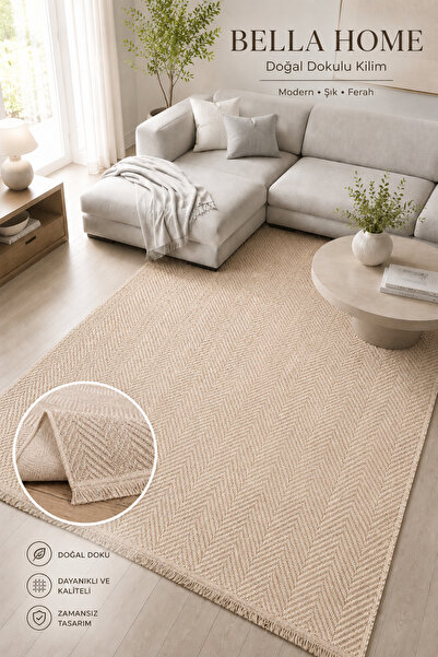 Bella Home Roma Soft Halı | Doğal Dokulu | Jüt Görünümlü | Modern ve Dekoratif