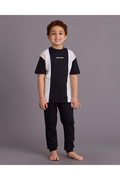 REDTAG Boys Black And White Pyjama 2 Piece Set