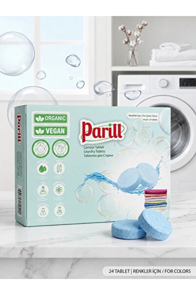 PARİLL Organik ve Vegan Çamaşır Tableti – Renkliler İçin (24 Adet)