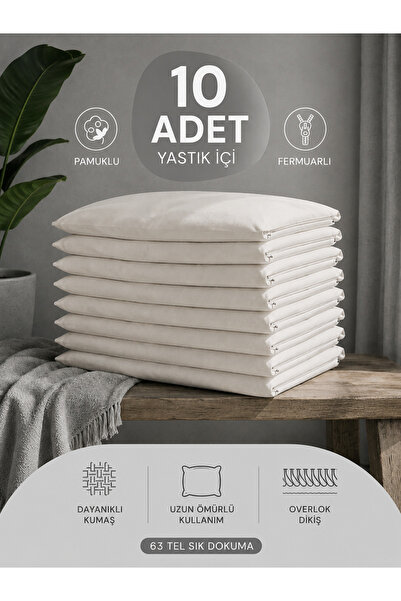 ELİTE COLLECTİON 10-Pack Inner Pillowcase |   50X70 cm Zippered Cotton White ...