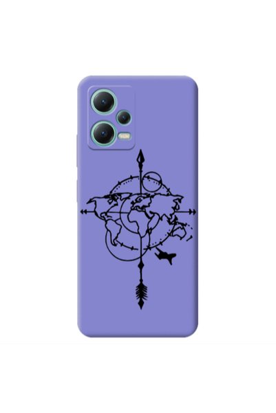 Other Xiaomi Redmi Note 12 Pro 5G Old Map Purple Colored Silicone TPU Θήκη
