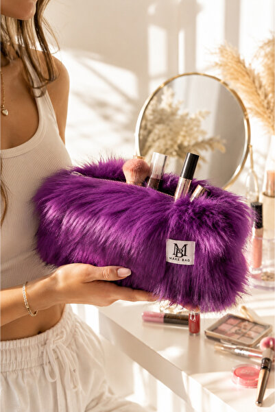 MAKE BAG MOR KÜRK MAKYAJ ÇANTASI