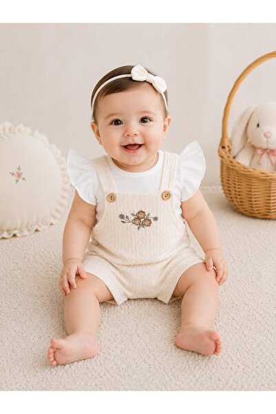 Bubbles %100 Pamuk Sweet Rose Kız Bebek Salopet Takım