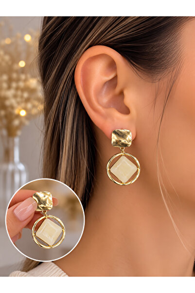 Sweet bunny Gold Series Natural Stone Look Dangle Earrings – Stylish and Eleg...