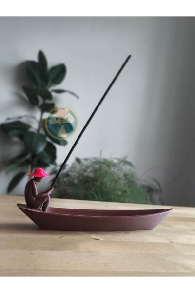 Tilki Atölye Minimalist Balıkçı Kayık Tütsülük – Modern 3D Baskı Dekoratif Ür...