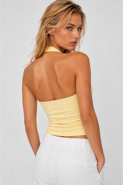 Starlight Butter Yellow Premium Halter Neck Top Halter Tank
