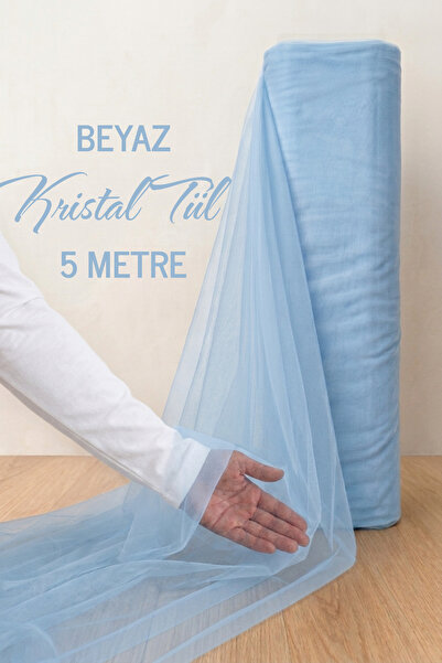 AZRA KINA Bebe Mavisi Süsleme Tülü, 5 METRE Nişan Tülü Bohça Tülü, Gelin Dama...