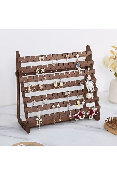 Choice1 brown Earring Display Stand Jewelry Storage Organizer Wooden Large Ca...