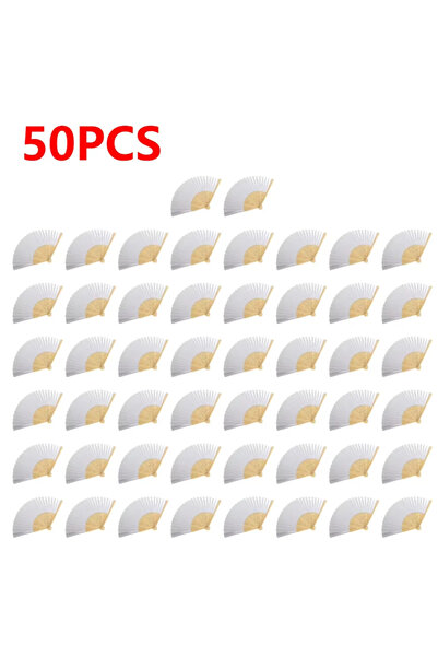 choice2 50pcs 50/30/20/15PCS 7-Inch Blank White Paper Folding Fans for DIY Ch...