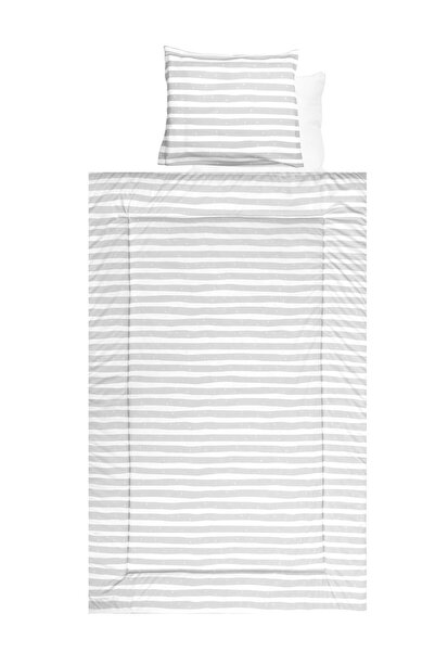 LORELLİ 4-piece bed linen Top Bottom Set , ranforce Cotton , Grey Striped