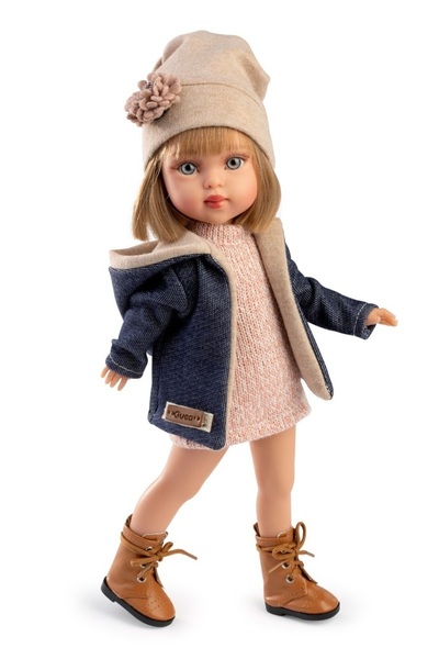 GUCA COLLECTION Papusa fashion, Penelope Madrid, 33 cm, par blond drept, corp...