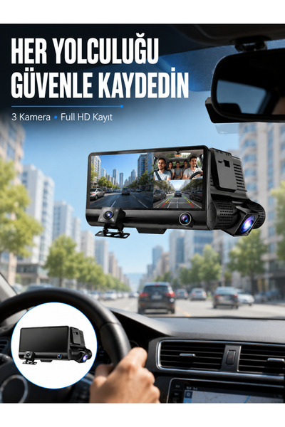 Lisinya Çift ve Üçlü Lens Seçeneği ile Tüm Açılardan Kayıt Yapan Araç Kameras...