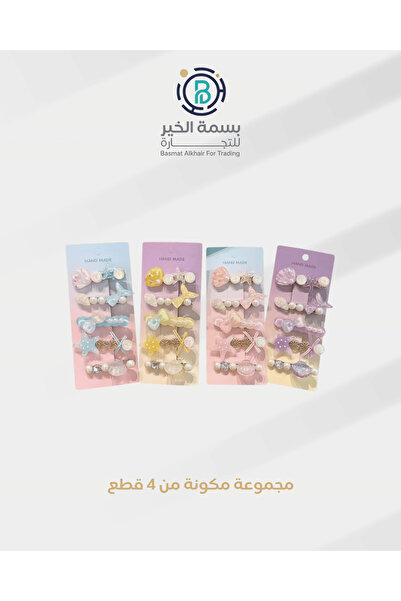 basmh مجموعة مشابك شعر 4 أطقم للفتيات متعددة الأشكال والألوان