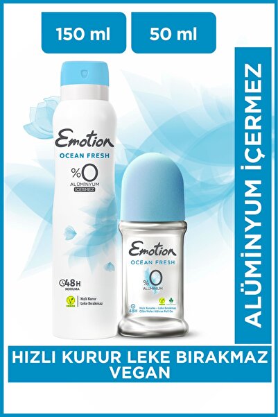 Emotion Ocean Fresh Deodorant 150 ml + Roll On 50 ml Kadın İkili Set