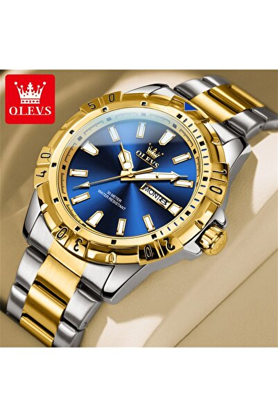 Choice3 ساعة يد كوارتز رجالية من روز OLEVS 5560، ماركة رائدة، بتقويم مزدوج، م...