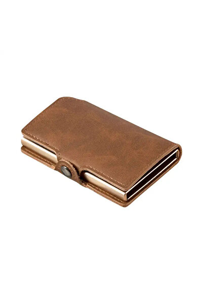 Choice1 Brown Men's Slim Premium Genuine Leather Pop Up Card Holder RFID Bloc...