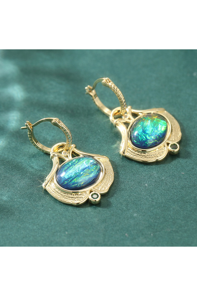 Choice A869-1 Elegant Synthetic Blue Green Opal Decor Dangle Earrings Women B...