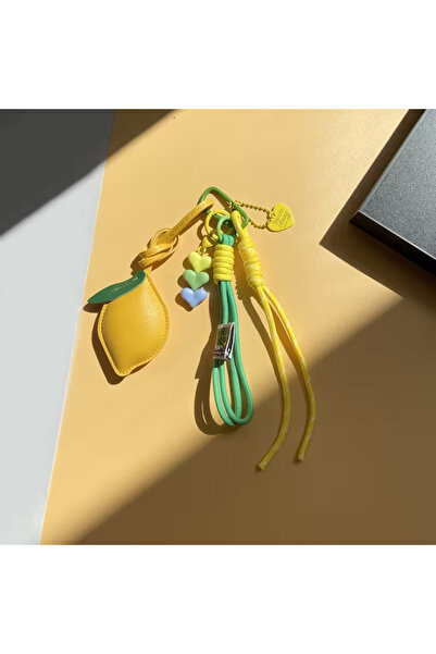 choice2 yellow Bag Pendant Gift Heart Shape PU Leather Braided Rope Keychain ...
