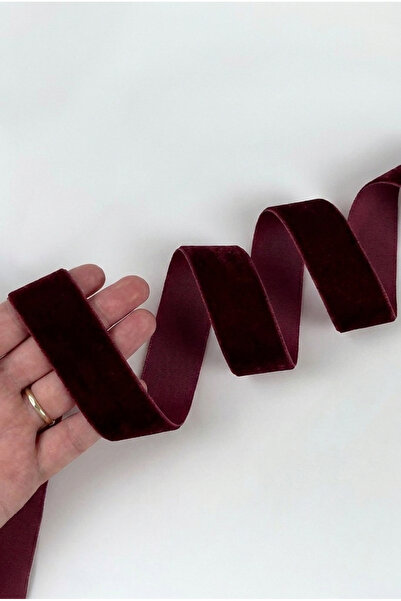 ZEYMERADE Bordo Kadife Kurdele 3cm 1mt, Gelin, Damat, Bohça, Nişan, Çeyiz, Ni...