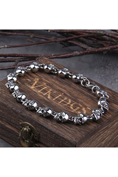 Viking Vintage Skull Kurukafa Gotik Motorcu Kurukafalı 316l Erkek Saf Çelik B...