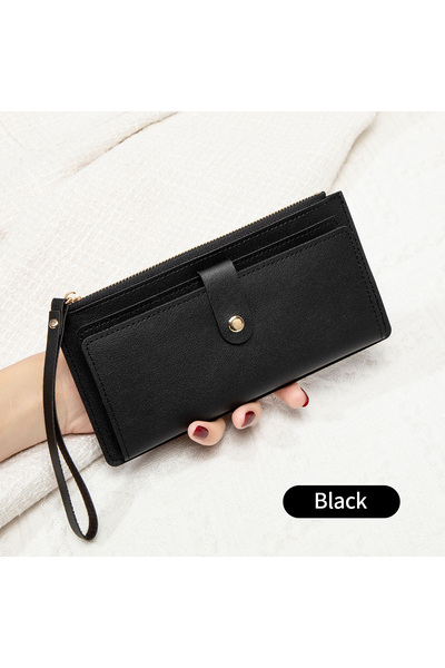 Choice QB358-Black Ultra thin mini PU leather coin purse simple women's long ...