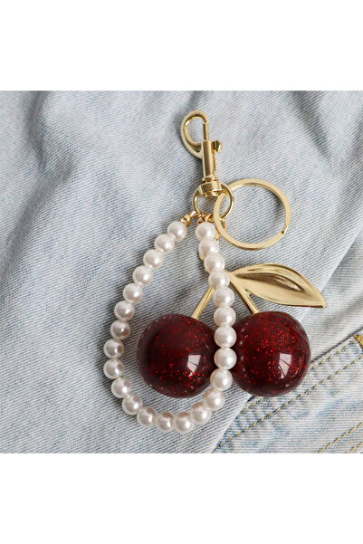 Choice1 Red 1pc Chic Black/Red Cherry Keychain with Sparkling Resin Pendant ,...