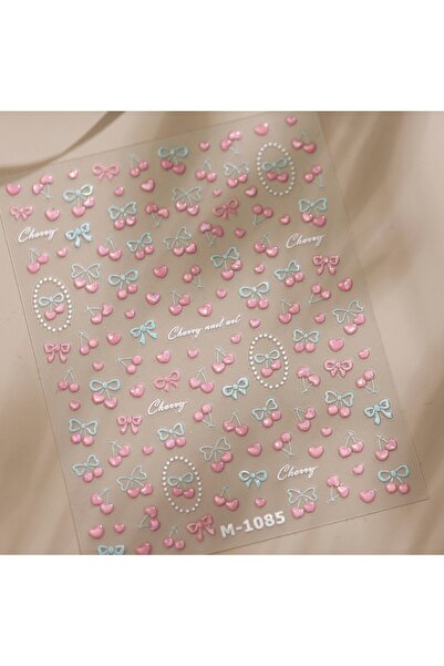 Choice14 ملصقات أظافر NAILFYOU M1085 بتصميم فيونكة الكرز الوردية والزرقاء، مل...